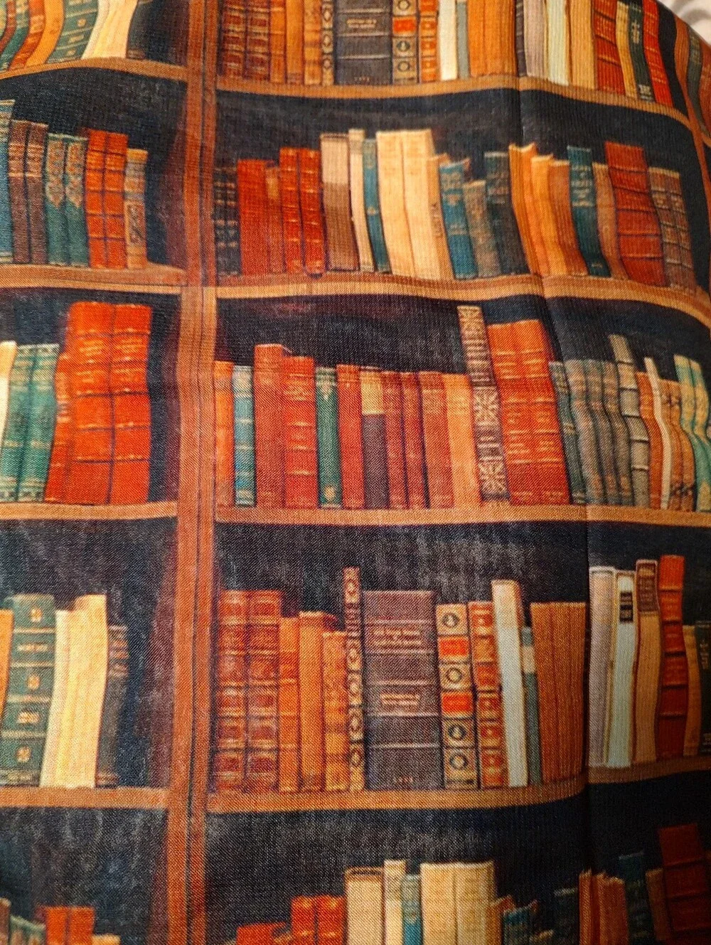Bookcase Print Infinity Scarf in Black and Brown